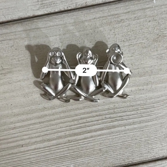 Vintage OAJC See No Evil Hear No Evil Speak No Evil Monkey Brooch Pin - Picture 7 of 8
